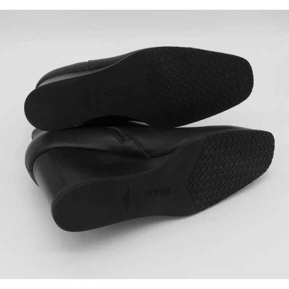 NYDJ Women's Black Wedge Ankle Boots 8.5M Leather Upper Side Zipper NEW - Picture 7 of 8